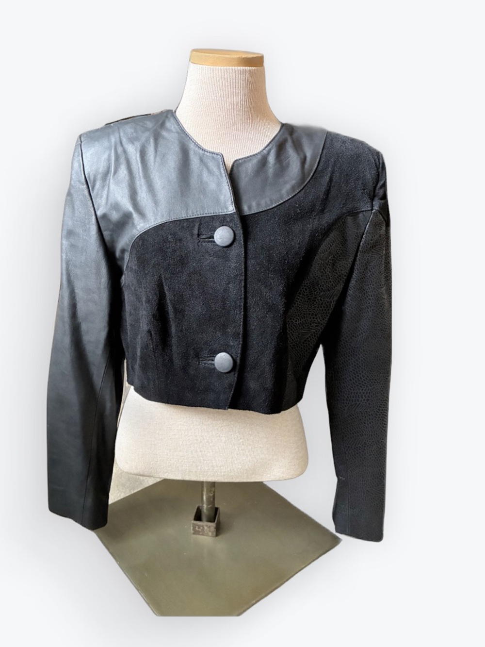 80s Comit Cropped Leather Jacket Black